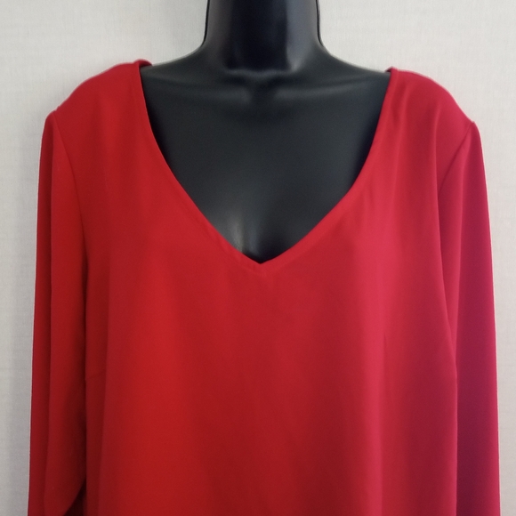 Eloquii Shirt, Size 22, Red Blouse, Night out, Party wear,  Bright, tied wrist, - Picture 5 of 11